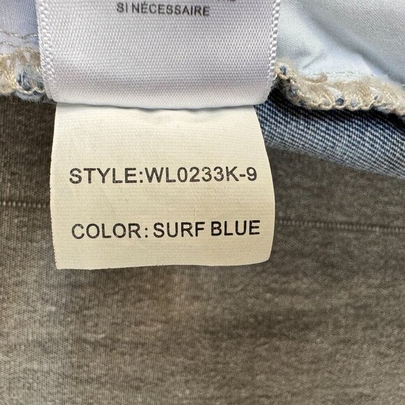 Wash Lab Denim Pieced Two Tone Sky Blue Stretch Boho Long Midi Skirt Size 32 - Picture 5 of 12